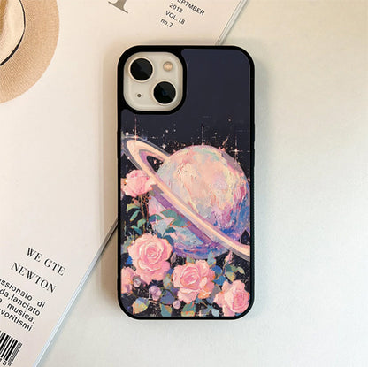 Saturn With Roses Glass Case