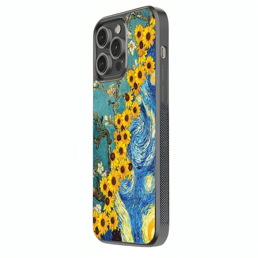 Starry Sunflower Night Glass Cover