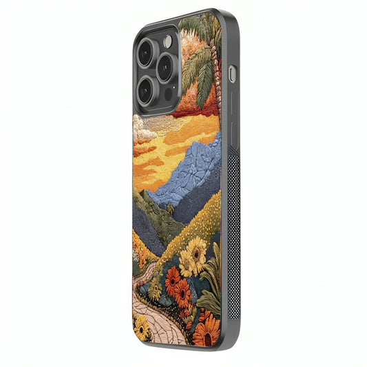 Sunset Mountain Blooms Glass Cover