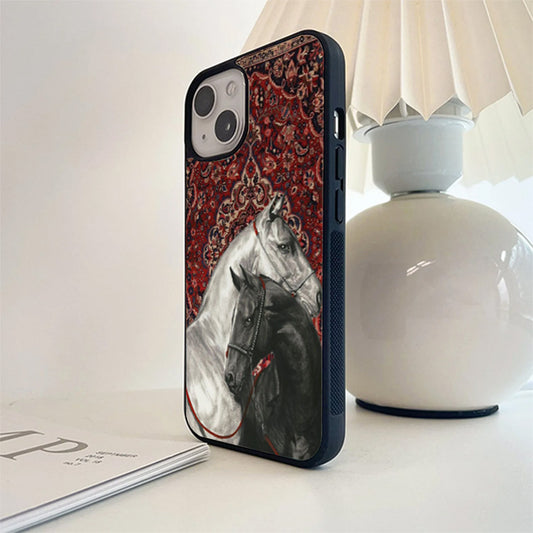 The Red Tapestry Horse Glass Cover