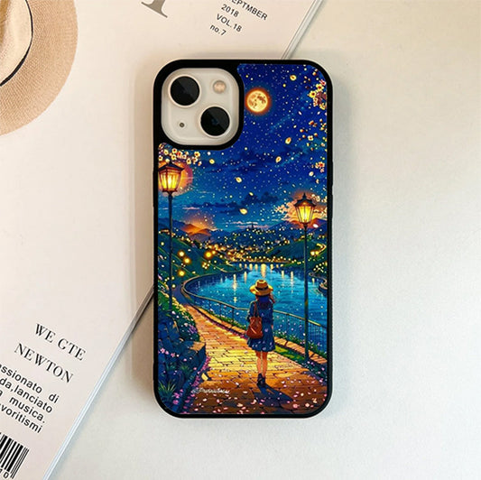 Walking Girl  Moon Light Stery Glass Cover
