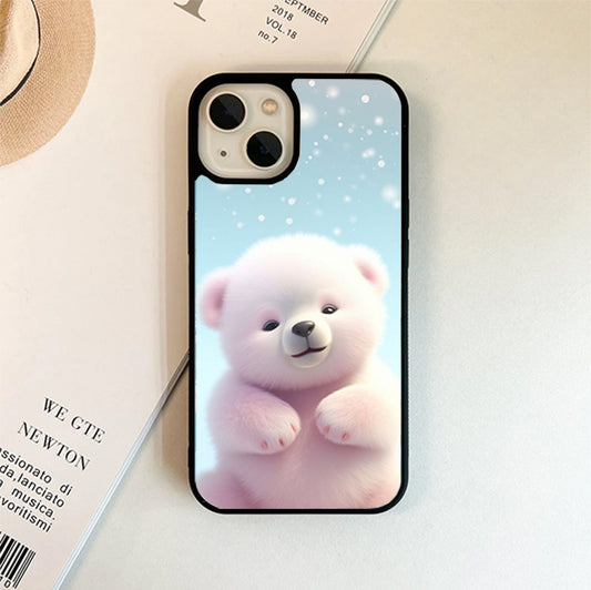 White Teddy Glass Case