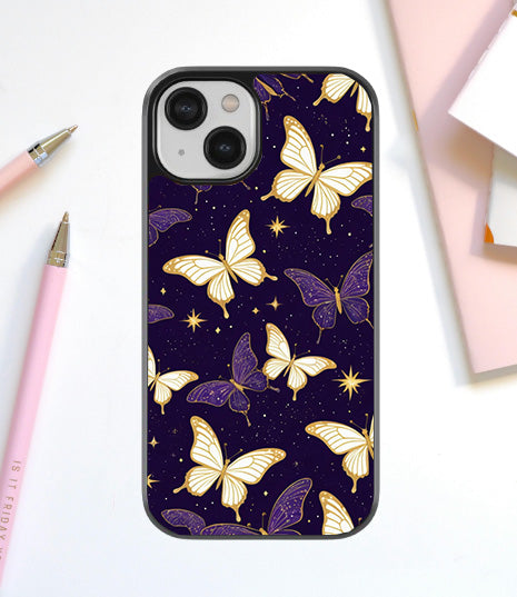 White & Purple Buterflies Glass Cover