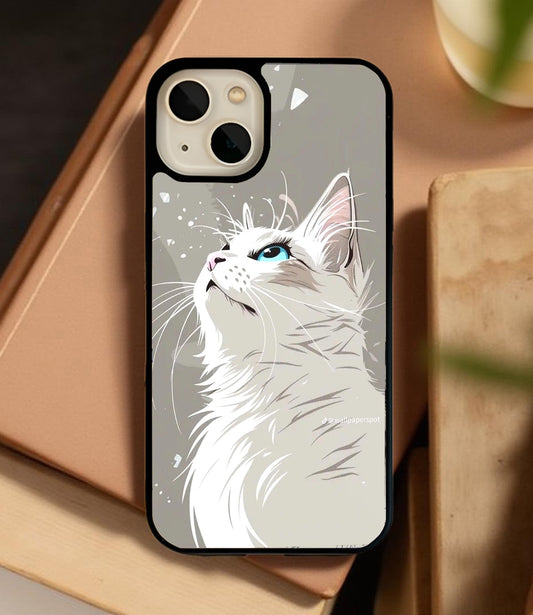 Winter White Kitty Glass Cover