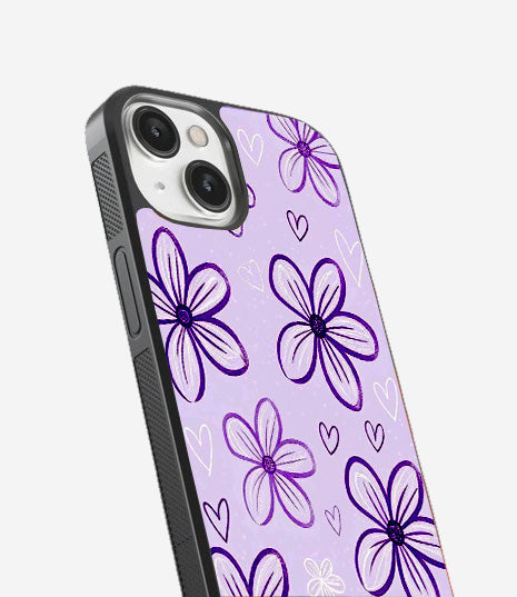 Purple Bloom Flowers Glass Cover