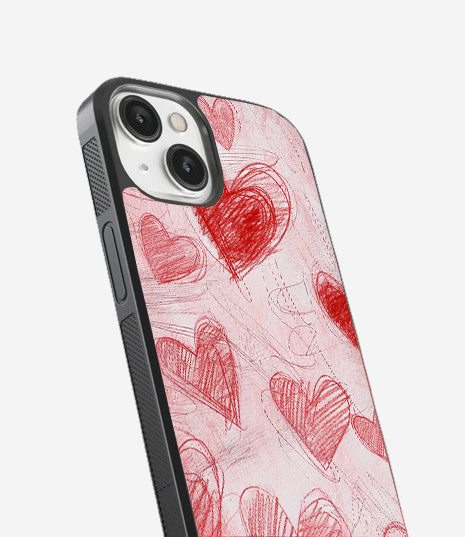 Red Heart Sketch Glass Cover