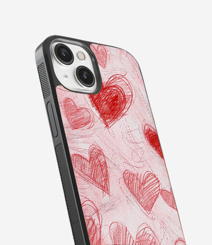 Red Heart Sketch Glass Cover