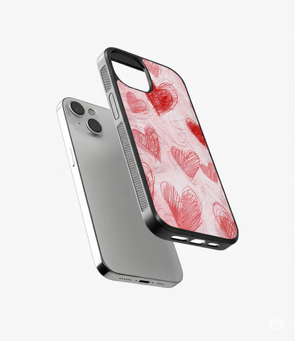 Red Heart Sketch Glass Cover