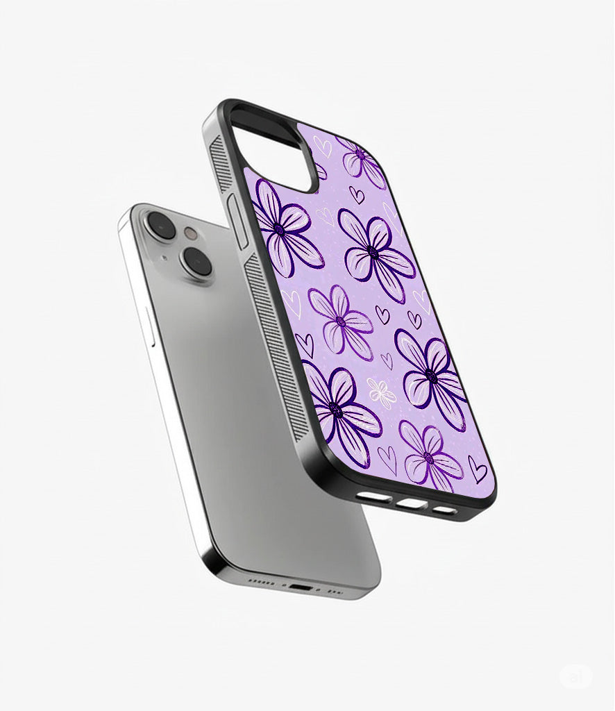 Purple Bloom Flowers Glass Cover