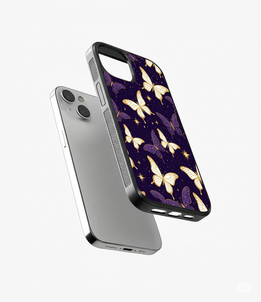 White & Purple Buterflies Glass Cover