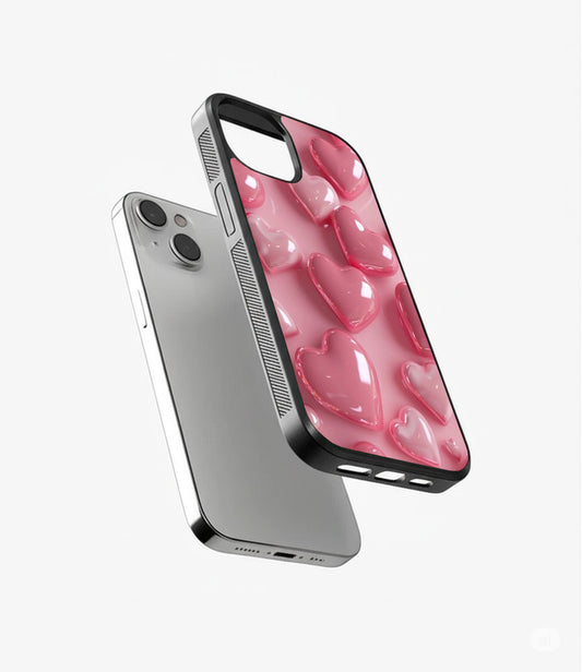 Jelly Pink Heart Glass Cover