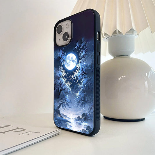Full Moon in Mid Night Glass Cover