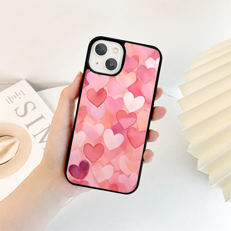 Heart Pink and White Glass Case