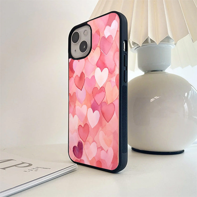 Heart Pink and White Glass Case