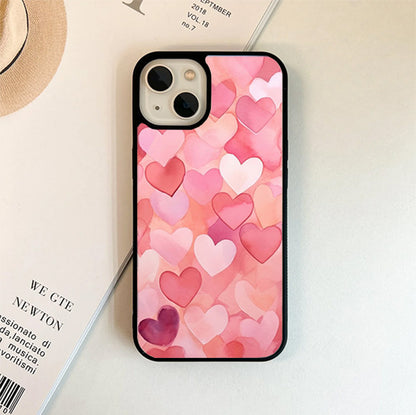 Heart Pink and White Glass Case