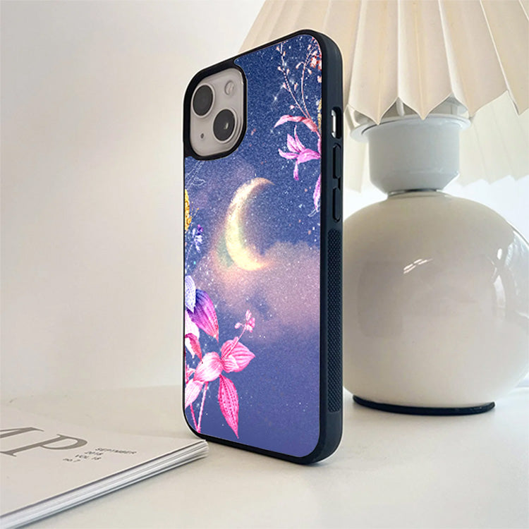 Lighting Moon with Flower Glass Case