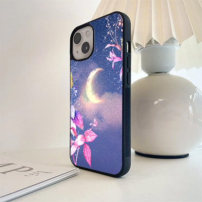 Lighting Moon with Flower Glass Case
