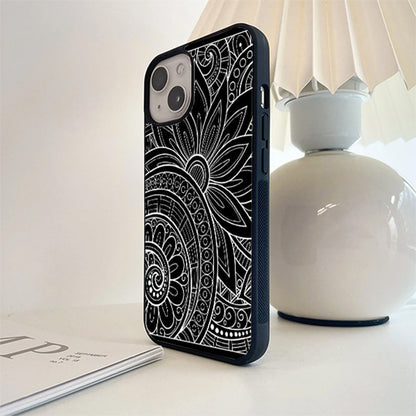 Beautiful Flower Design Mandala Glass Cover