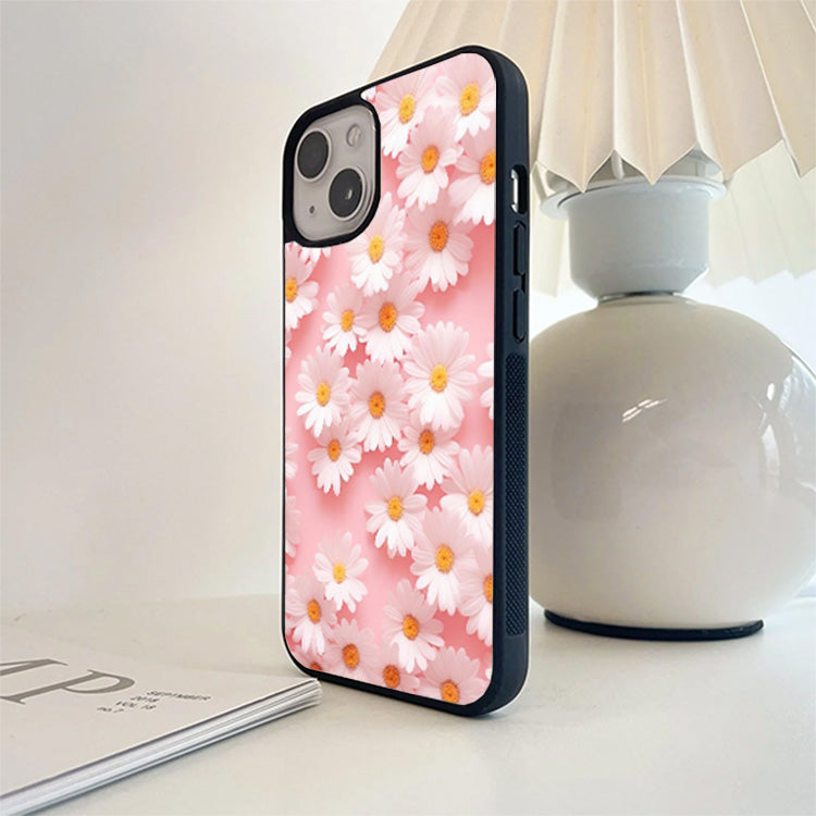 White Daisy Flower Glass Case