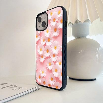 White Daisy Flower Glass Case