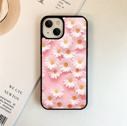 White Daisy Flower Glass Case