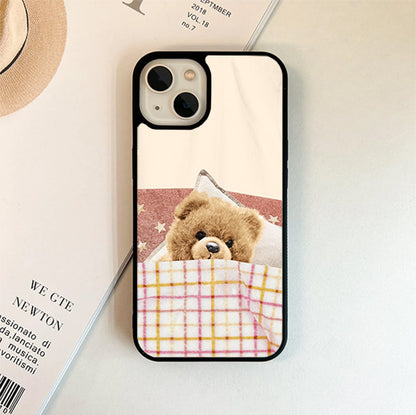 Sleeping Teddy Bear Glass Case