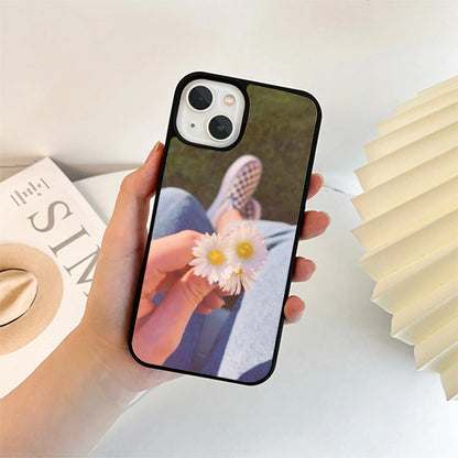 Two White Flower Glass Case