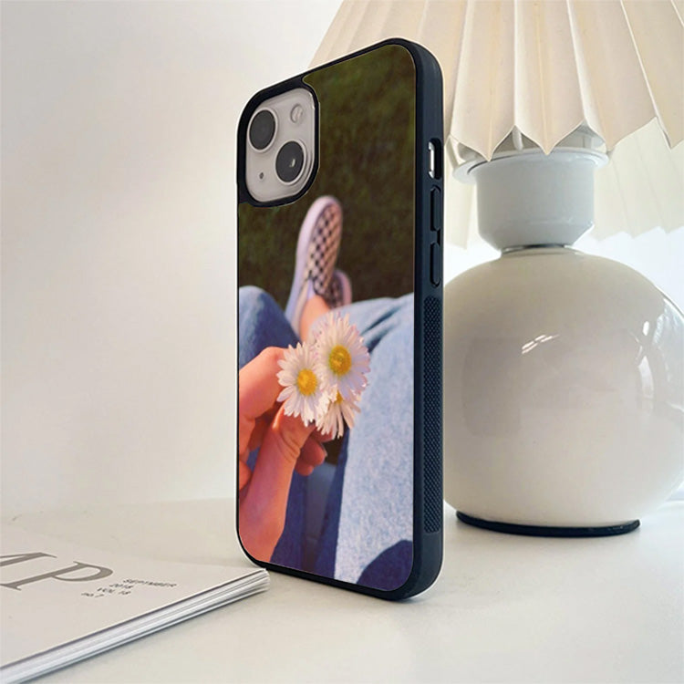 Two White Flower Glass Case